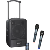 

Hamilton Buhl VENU100W Water-Resistant Portable PA System with MP3 Bluetooth and 2x Wireless Handheld Microphones