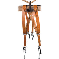 

HoldFast Gear Money Maker 3-Camera English Bridle Leather Harness, Tan, Black Hardware, Medium