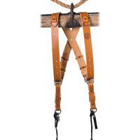 

HoldFast Gear Money Maker 2-Camera English Bridle Leather Harness, Tan, Black Hardware, Small