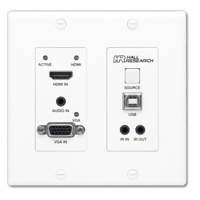 

Hall Research UHB-SW2-WP HDMI/VGA Auto-Switching 2-Gang Decora Wall-Plate with USB, IR, & RS-232, HDBaseT Transmitter