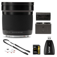 

Hasselblad 30mm F/3.5 XCD Lens for X1D Bundle with Extra Battery, Battery Charger Hub, 64GB UHS-II V90 SD Card, Card Reader, Camera Strap