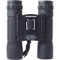 

Humvee Gear 10x25 Compact Weather Resistant Roof Prism Binocular with 5.8 Degree Angle of View, No-Slip Grip, Rubber Coating, Black