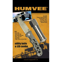 

Humvee Gear Utility Combo, with 8 LED Flashlight & Folding Drop Point 3.25" Knife with Chrome Steel Blade, Gray Handle