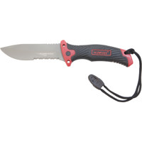 

Humvee Gear Outdoor Field Knife with Partially Serrated Fixed Blade and Fire Starter, Sharpener and Sheath, Black/Red