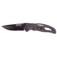 

Humvee Gear Tactical Recon Folder #03, Folding Knife with 3.65" Black Partially Serrated Steel Blade, & Black Handle, Overall Length 8.0"