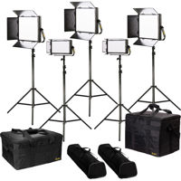 

Ikan Lyra Bi-Color 5-Point Soft Panel LED Light Kit, Includes 3x LB10 LED Light, 2x LB5 LED Light, 5x HD Stand, 5x Barn Doors with Intensifier, 5x Gold Mount Battery Plate, 5x V-Mount Battery Plate, 5x Power Supply with Cable, 5x Remote Control, 5x Yoke M