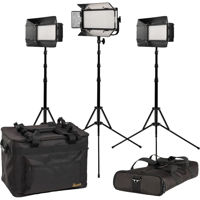 

Ikan Mylo Small Bi-Color 3-Point LED Light Kit, Includes 1x Mylo Half x 1 Light Fixture, 2x Mylo Mini Quarter x 1 Light Fixture, CP Stand Bag, Light Bag, 3x Barndoor, 3x CP Light Stand