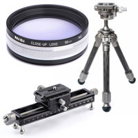 

NiSi Close-Up Lens Kit NC 58mm with 49 & 52mm Adapters Bundle with NiSi NM-180 Macro Focusing Rail, Explorer GX-KIT Carbon Fiber Table Top Tripod