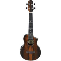 

Ibanez UEW Series UEW13MEE 4-String Ukulele Semi-Acoustic Guitar, 19 Frets, Okoume Neck, Purpleheart Fretboard, Cutaway Concert Style EW Body, Macassar Ebony Top, Back and Sides, Dark Brown Open Pore