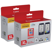 

Canon 2 PACK Ink Package with PG-245 XL Black & CL-246 XL Color Ink Cartridge and Photo Paper 50 Sheets