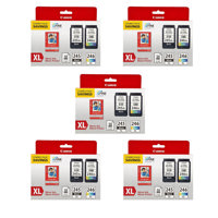 

Canon 5 PACK Ink Package with PG-245 XL Black & CL-246 XL Color Ink Cartridge and Photo Paper 50 Sheets