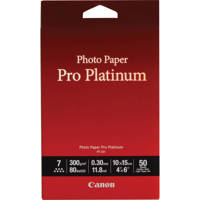 

Canon Pro Platinum High Gloss Photo Inkjet Paper, 300gsm, 10.2 mil, 4x6", 50 Sheets.