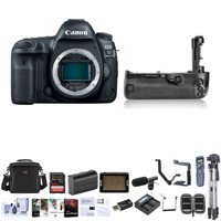 

Canon EOS 5D Mark IV Digital SLR Camera Body USA Warranty - Bundle with 64GB U3 SDXC Card, Camera Case, Tripod, Spare Battery, Battery Grip, Video Light, Shotgun Mic Software Package and More
