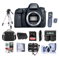 

Canon EOS 6D Mark II DSLR Body - Bundle With 64GB SDHC U3 Card, Camera Case, Screen Protector, Tripod, Spare Battery, Dual Charger, Cleaning Kit, Memory Wallet, Software Package, Wireless Remote And More