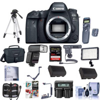 

Canon EOS 6D Mark II DSLR Body - Bundle With 64GB SDxC U3 Card, Camera Case, Tripod, 2x Spare Battery, Video Light, ShotGun Mic, Dual Charger, Software Package, Wireless Remote, FP TTL R2 Flash And More