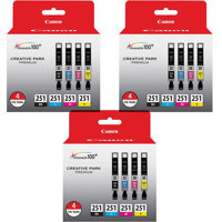 

Canon 3 Pack CLI-251 BK/CMY 4 Ink Combo Multi Pack, Black, Cyan, Magenta, Yellow