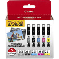 

Canon CLI-251 BK/CMYG 5 Ink Color Multi Pack, Gray, Black, Cyan, Magenta, Yellow for MG7520, MG5620, MG6620 Printers