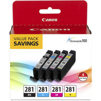 

Canon CLI-281 BKCMY Combo 4-Pack of Black, Cyan, Magenta, and Yellow Ink Tanks for Pixma Inkjet Printers