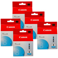 

Canon 5 Pack CLI-8C Cyan Ink Cartridge for Many Pixma Series Inkjet Printers.