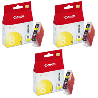 

Canon 3 Pack CLI-8Y Yellow Ink Cartridge for Many Pixma Series Inkjet Printers.