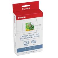 

Canon KC-18IS Card Size Square Label Ink and Paper Set for SELPHY CP900/CP910 Printer, 18 Sheets