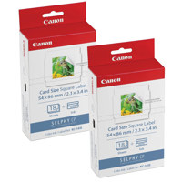 

Canon 2 Pack KC-18IS Card Size Square Label Ink and Paper Set for SELPHY CP900/CP910 Printer, 18 Sheets