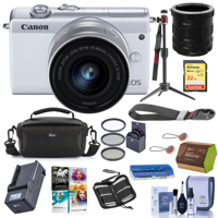 

Canon EOS M200 Mirrorless Camera with EF-M 15-45mm f/3.5-6.3 IS STM Lens White - Bundle With Camera Case, 32GB SDHC Card, Spare Battery, Compact Charger, Peak Cuff Wrist Strap, Software And More