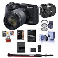 Canon EOS M6 Mark II Mirrorless Camera with EFM 18-150mm IS STM Lens & EVF-DC2 Viewfinder Black - BUNDLE With 32GB SDHC Card, 55mm Filter Kit, Camera Case, Cleaning Kit, Screen Protector, MAC Software