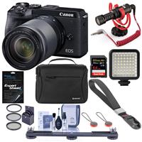 Canon EOS M6 Mark II Mirrorless Camera with EF-M 18-150mm IS STM Lens & EVF-DC2 Viewfinder, Black, Black - Bundle With RODE Compact On-Camera Mic, 64GB SDXC Card, Peak Cuff Wrist Strap, And More