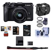 Canon EOS M6 Mark II Mirrorless Camera with EF-M 15-45mm IS STM Lens & EVFDC2 Viewfinder Black - BUNDLE With 32GB SDHC Card, 49mm Filter Kit, Camera Case, Cleaning Kit, Screen Protector, Mac Software