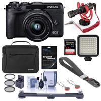 

Canon EOS M6 Mark II Mirrorless Digital Camera with EF-M 15-45mm IS STM Lens & EVF-DC2 Viewfinder, Black - Bundle With RODE Compact On-Camera Mic, 64GB SDXC Card, Peak Cuff Wrist Strap, And More