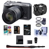 

Canon EOS M6 Mark II Mirrorless Camera with EFM 18-150mm STM Lens & EVF-DC2 Viewfinder, Silver - BUNDLE With 32GB SDHC Card, 55mm Filter Kit, Camera Case, Cleaning Kit, Screen Protector, PC Software
