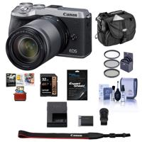 

Canon EOS M6 Mark II Mirrorless Camera with EFM 18-150mm STM Lens & EVF-DC2 Viewfinder, Silver - BUNDLE With 32GB SDHC Card, 55mm Filter Kit, Camera Case, Cleaning Kit, Screen Protector, Mac Software
