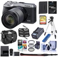 

Canon EOS M6 Mark II Mirrorless Digital Camera with EF-M 18-150mm IS STM Lens & EVF-DC2 Viewfinder, Silver - Bundle With 64GB SDXC U3 Card, Camera Case, Spare Battery,Tripod, Compact Charger, And More