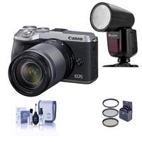 Canon EOS M6 Mark II Mirrorless Digital Camera with EF-M 18-150mm IS STM Lens & EVf-DC2 Viewfinder, Silver - With Flashpoint