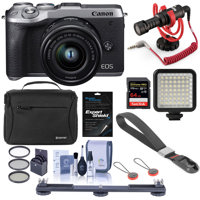 

Canon EOS M6 Mark II Mirrorless Digital Camera with EF-M 15-45mm IS STM Lens & EVF-DC2 Viewfinder, Silver - Bundle With RODE Compact On-Camera Mic, 64GB SDXC Card, Peak Cuff Wrist Strap, And More