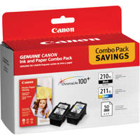 

Canon Combo Value Pack with PG210XL Extra Large Black Inkjet Cartridge, CL211XL Extra Large Color Inkjet Cartridge, & 50 Sheets of 4x6" Photopaper