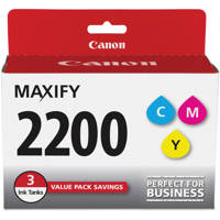 

Canon PGI-2200 Cyan/Magenta/Yellow Ink Cartridges for MAXIFY MB5320/MB5020/iB4020, 1500 Pages Yield, 3 Pack