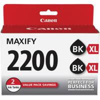 

Canon PGI-2200 XL Pigment Ink Tanks, 2500 Pages/Cartridge, 2 Pack, Black for IB4020, MB5020, MB5320