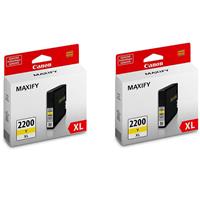 

Canon 2 Pack PGI-2200 XL Yellow Pigment Ink Tank for Canon IB4020, MB5020, MB5320 Printers, 1500 Pages Yield
