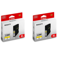 

Canon 2 Pack PGI-2200 XL Yellow Pigment Ink Tank for Canon IB4020, MB5020, MB5320 Printers, 1500 Pages Yield