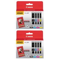 

Canon 2 Pack PGI-250 and CLI-251 4-Cartridge Combo Pack, Includes Photo Paper Plus Glossy II, CLI-251C, CLI-251Y and CLI-251M Ink Tank, PGI-250PGBK Black Ink Tank