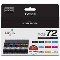 Canon PGI-72 10 Color Pack - Includes: Magenta, Yellow, Photo Cyan, Photo Magenta, Gray, Red, Chroma Optimizer, Matte Black, Pho