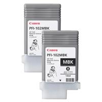 Canon 2x PFI-102MBK Pigment Matte Black Ink Tank for the imagePROGRAF iPF500/600/700 Inkjet Printers, 130 ml.