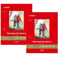 Canon 2 Pack PP-301 Photo Paper Plus Glossy II Inkjet Paper, 10.6 mil, 265 gsm, 8.5x11", 20 Sheet Pack