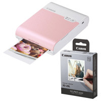 

Canon SELPHY Square QX10 Compact Photo Printer, Pink - With Canon SELPHY Color Ink/ Label set XS-20L 20 sheets