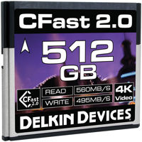 

Delkin Devices 512GB Cinema CFast 2.0 Memory Card, 560MB/s Read and 495MB/s Write