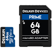 

Delkin Devices Prime 64GB UHS-II Class 10 U3 V60 1900X microSDXC Memory Card