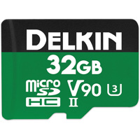 

Delkin Devices Power 32GB UHS-II U3/V90 microSDHC Memory Card with microSD to SD Adapter, 300MB/s Read, 250MB/s Write