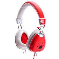 

IDANCE Funky Lightweight Headphones with Inline Mic for iPhone/iPad/iPod/Tablet/Android, 15Hz-20KHz Frequency Response, Red/White
